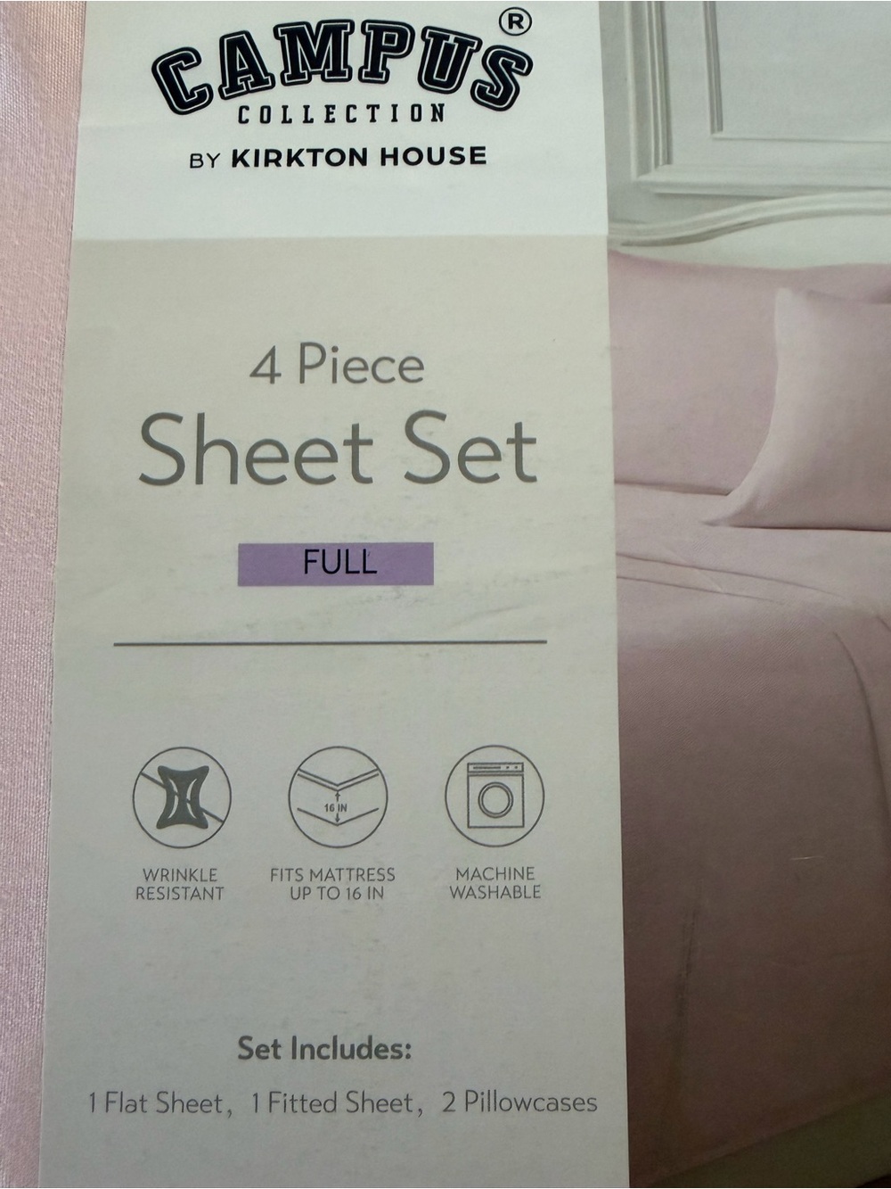 Campus Collection by Kirkton House - Light Pink 4-Piece Full Sheet Set